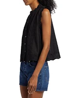 Lara Embroidered Cotton Sleeveless Shirt