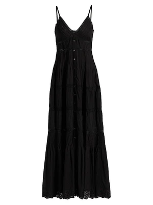 Janis Lace Button-Front Maxi Dress