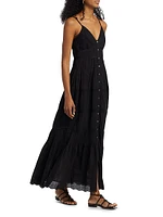 Janis Lace Button-Front Maxi Dress