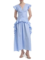 Dani Striped Poplin Ruffled Maxi Dress