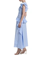 Dani Striped Poplin Ruffled Maxi Dress