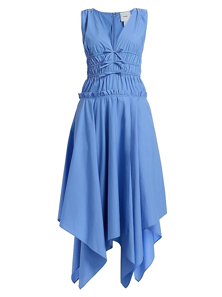 Zelie Cotton Poplin Handkerchief-Hem Midi-Dress