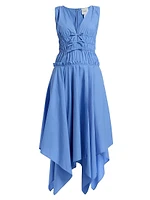 Zelie Cotton Poplin Handkerchief-Hem Midi-Dress