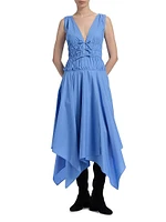 Zelie Cotton Poplin Handkerchief-Hem Midi-Dress