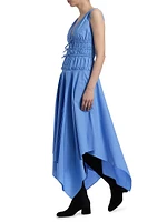 Zelie Cotton Poplin Handkerchief-Hem Midi-Dress
