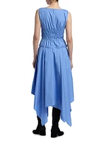 Zelie Cotton Poplin Handkerchief-Hem Midi-Dress