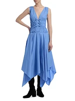 Zelie Cotton Poplin Handkerchief-Hem Midi-Dress