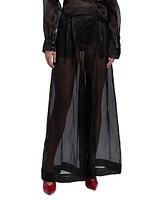 Silk Organza Wide-Leg Pants
