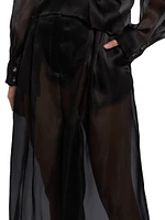 Silk Organza Wide-Leg Pants