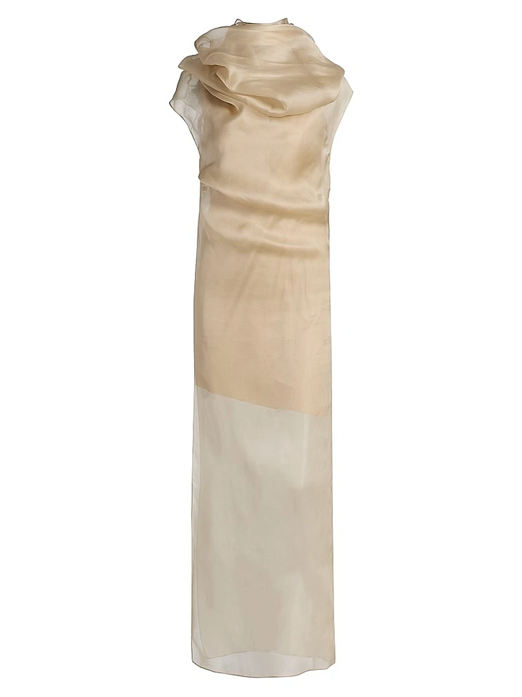 Tuxedo Silk Gathered Cocktail Dress