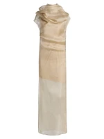 Tuxedo Silk Gathered Cocktail Dress