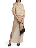 Tuxedo Silk Gathered Cocktail Dress