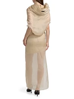 Tuxedo Silk Gathered Cocktail Dress