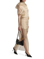Tuxedo Silk Gathered Cocktail Dress