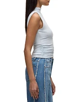 Ruched Stretch-Cotton Tank