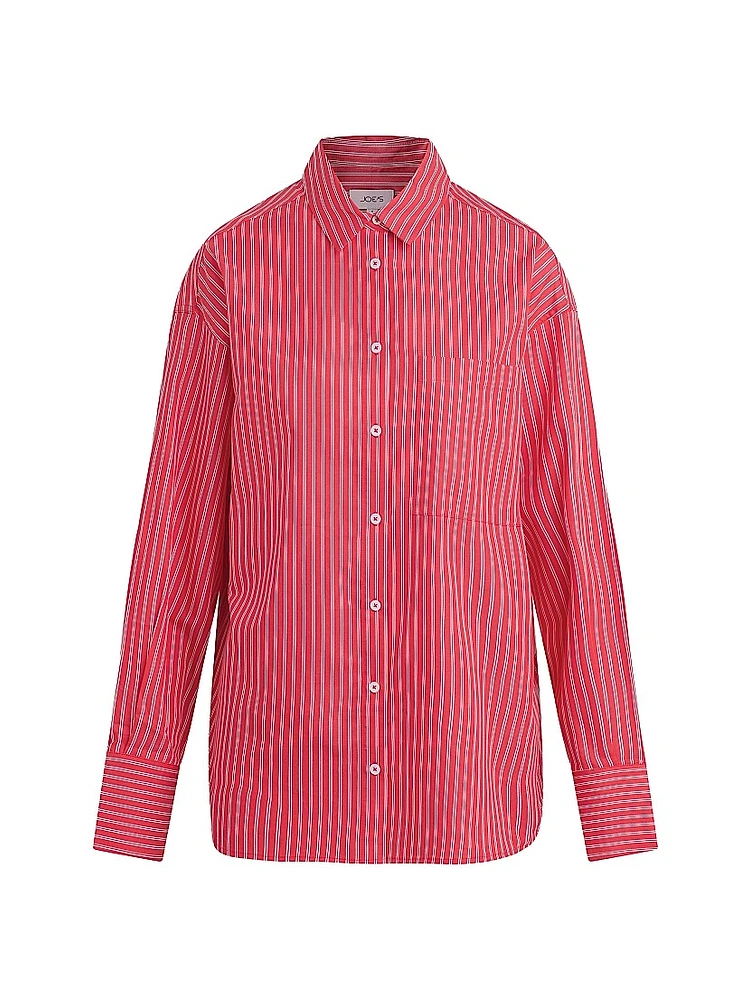The Boyfriend Pinstriped Cotton Button-Front Shirt