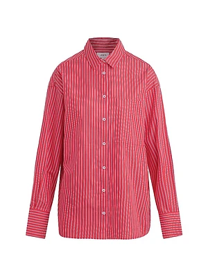The Boyfriend Pinstriped Cotton Button-Front Shirt