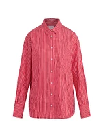 The Boyfriend Pinstriped Cotton Button-Front Shirt
