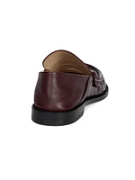 Croc-Embossed Leather Loafers