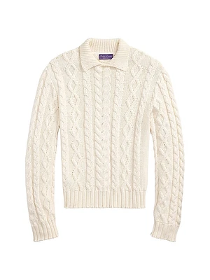 Cable-Knit Cotton-Blend Sweater
