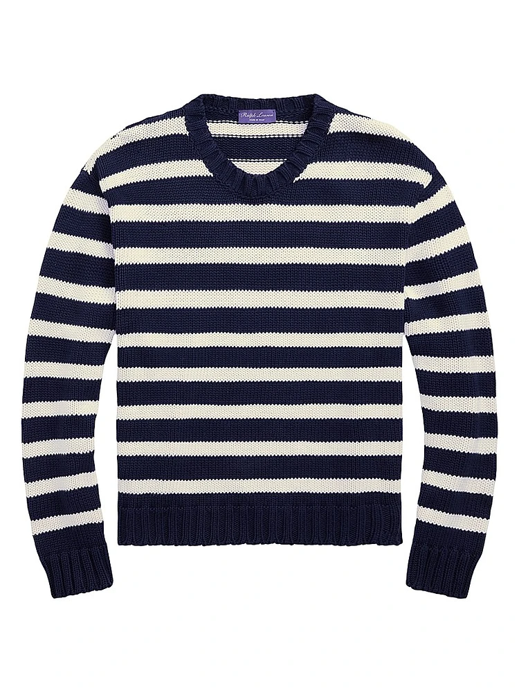 Striped Classic-Fit Cotton Crewneck Sweater