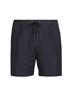 Hand-Tailored Pleated Silk-Linen Shorts