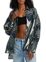 A. Santos Printed Silk-Linen Button-Front Shirt