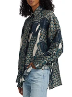 A. Santos Printed Silk-Linen Button-Front Shirt