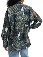A. Santos Printed Silk-Linen Button-Front Shirt
