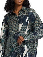 A. Santos Printed Silk-Linen Button-Front Shirt