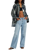 A. Santos Printed Silk-Linen Button-Front Shirt