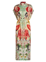 Valerie Flamingo Belted Midi Caftan