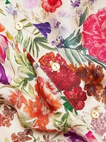 Floral Relaxed-Fit Button-Front Blouse