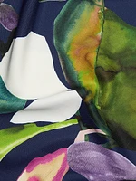Daido Botanical-Printed Charmeuse V-Neck Caftan