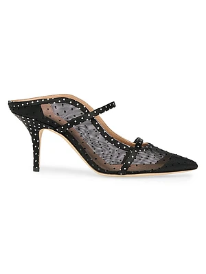 Maureen 70MM Polka Dot Mesh and Satin Mules