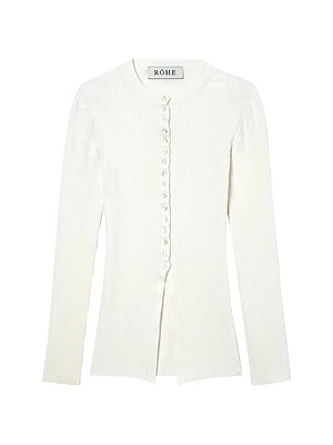 Elongated Rib-Knit Cardigan