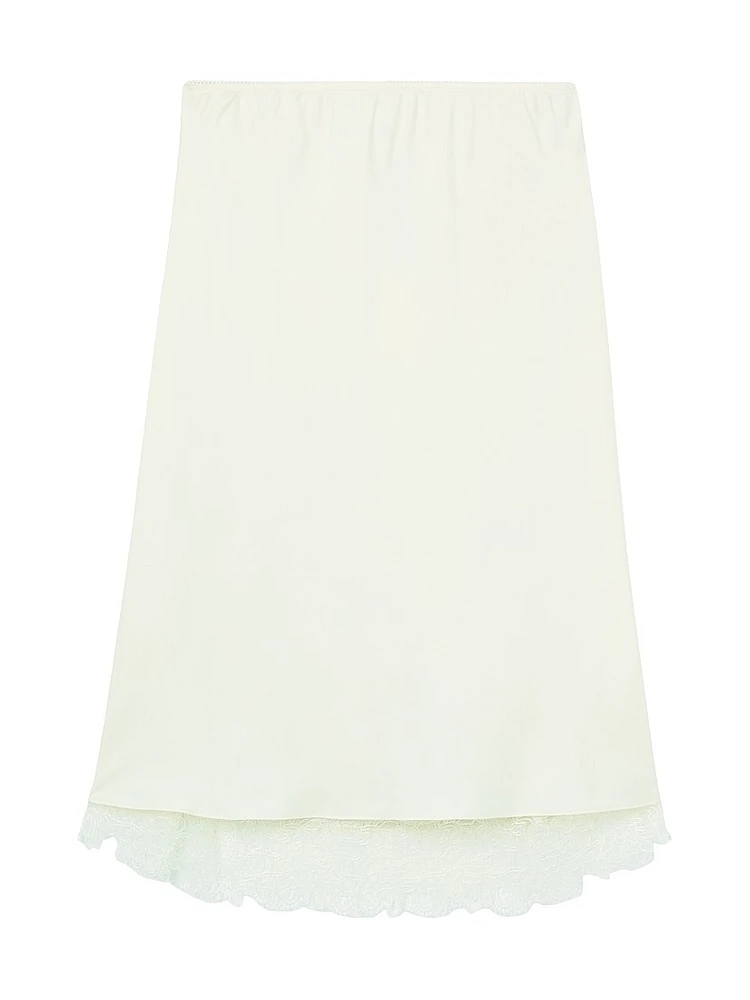 Lace-Trimmed Silk Skirt