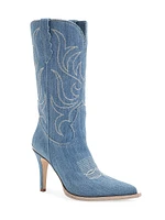 Cherie 95MM Denim Mid-Calf Boots