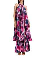 Pleated Halterneck Midi Dress