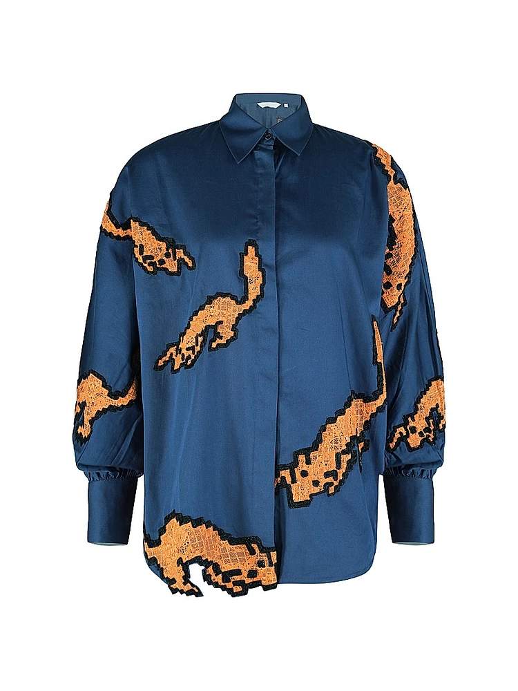 Fox Embellished Cotton Shirt