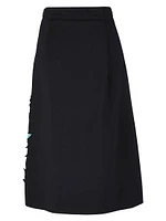 Floral Appliqué A-Line Midi-Skirt