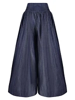 Contrast Stitch High-Rise Pleated Trousers