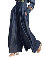 Contrast Stitch High-Rise Pleated Trousers