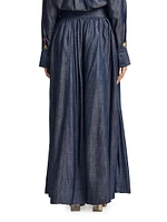 Contrast Stitch High-Rise Pleated Trousers