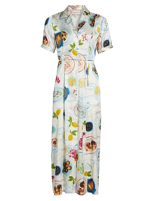 Lampi Floral Silk-Blend Shirtdress