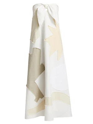 Patmos Printed Linen-Cotton Strapless Midi-Dress