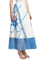 Kampos Embroidered Crochet Wrap Midi-Skirt
