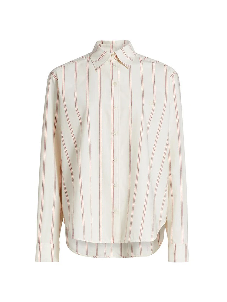 Striped Cotton-Blend Button-Front Shirt