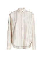 Striped Cotton-Blend Button-Front Shirt