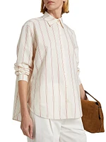Striped Cotton-Blend Button-Front Shirt